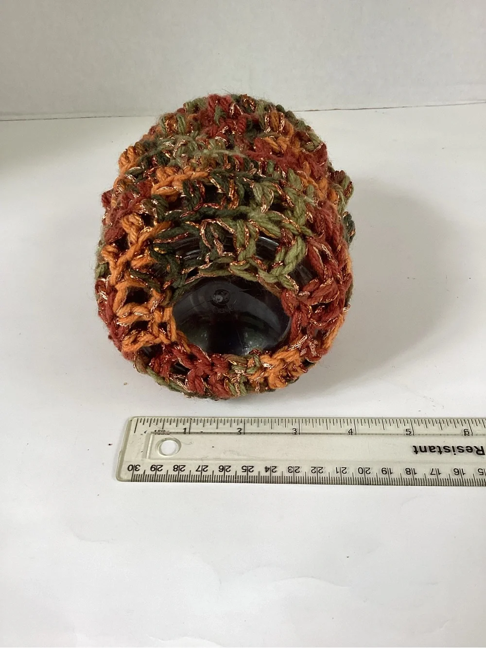 Vase Cover Jar Sleeve Hand Crafted Fall Floral Arrangement Orange Green Browns